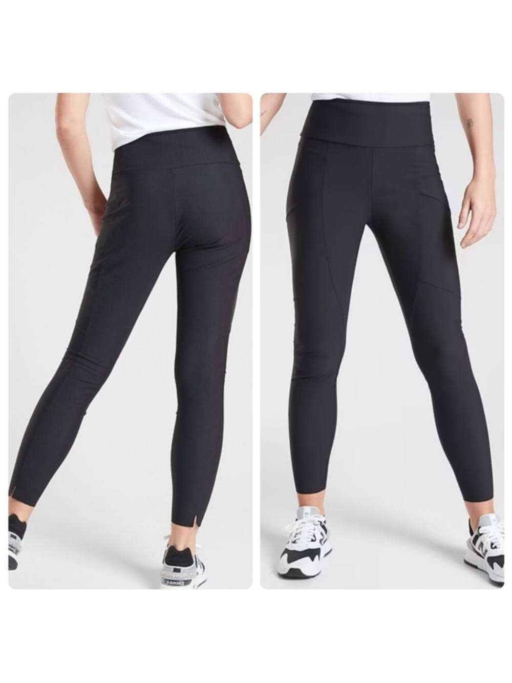 Athleta Stellar City Tight Leggings 10 Black High Rise Commute Travel Minimalist